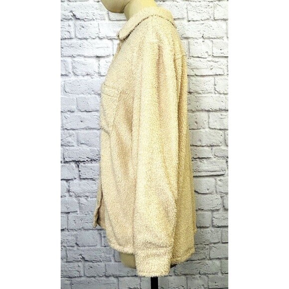 DONNI Womens XS Shacket Teddy Sherpa Button Shirt Jacket‎ Ivory Lined Oversized - Picture 6 of 12